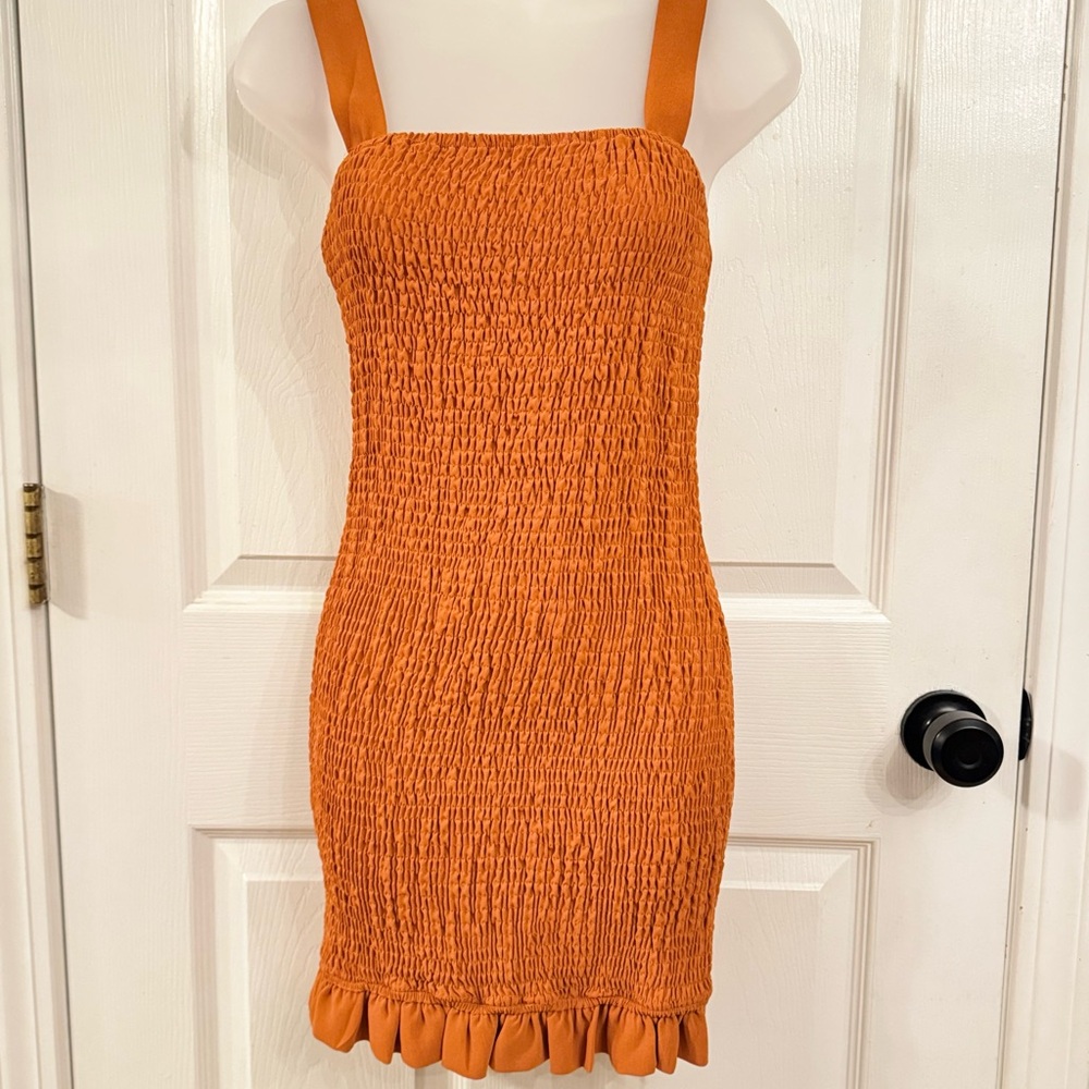 Charlotte Russe Orange Smocked Mini Dress